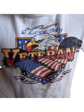 Veteran Lover Vintage T-shirt Large Single Stitch Allsport USA Cotton Lg